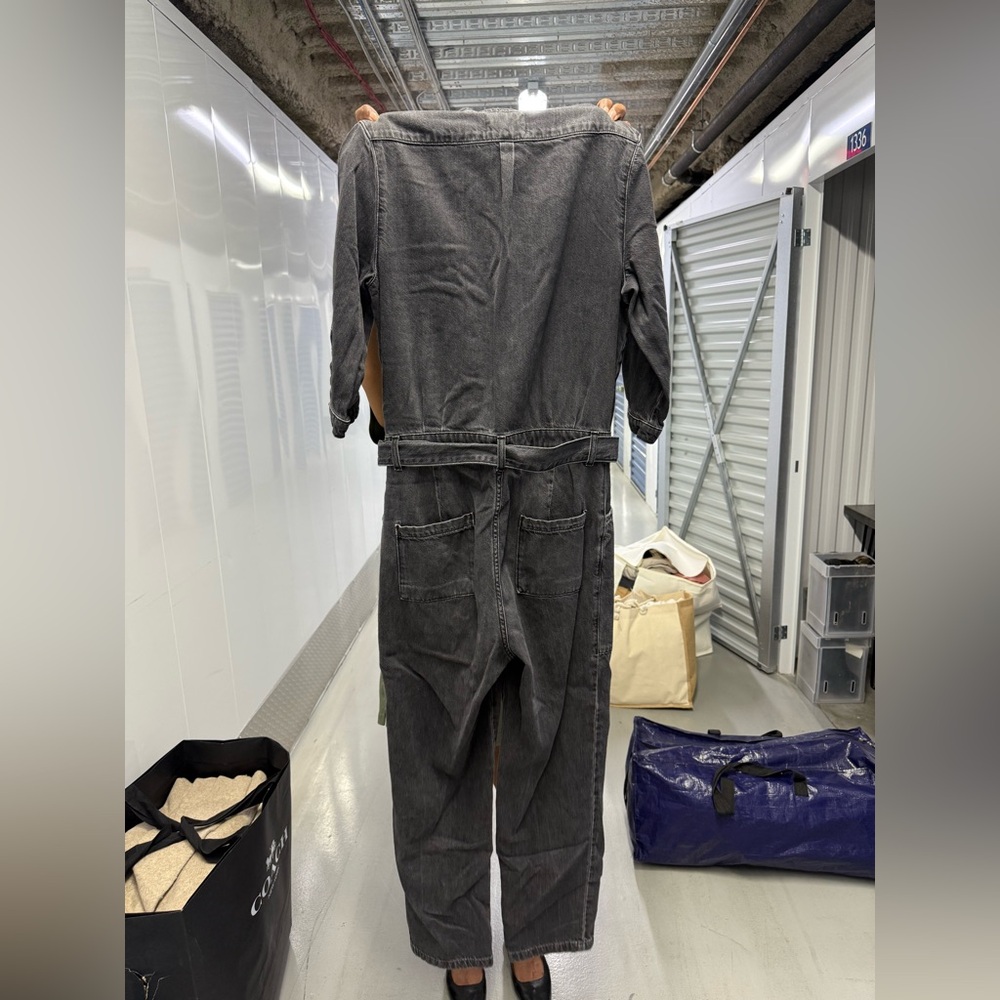 Ba&sh dark grey stretch jean jumpsuit